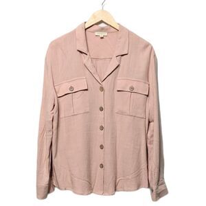 PROMESA Work Ethic Linen-Blend Roll-Up Shirt L